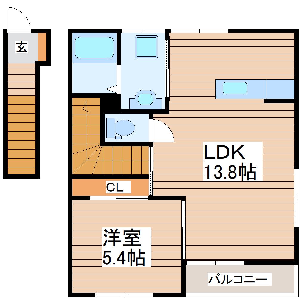 モンテ・ヴェールM(1LDK/2階)の間取り写真