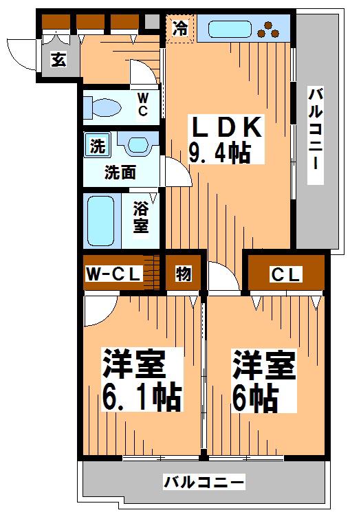 レジディア吉祥寺(2LDK/1階)の間取り写真
