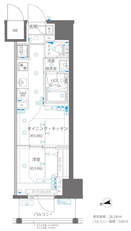 ZOOM浅草ウエスト(1DK/6階)の間取り写真