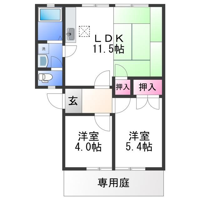 JR紀勢本線 黒江駅 徒歩19分 2階建 築31年(2LDK/1階)の間取り写真
