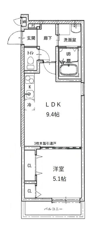 フジパレス阪急園田駅東VI番館(1LDK/3階)の間取り写真