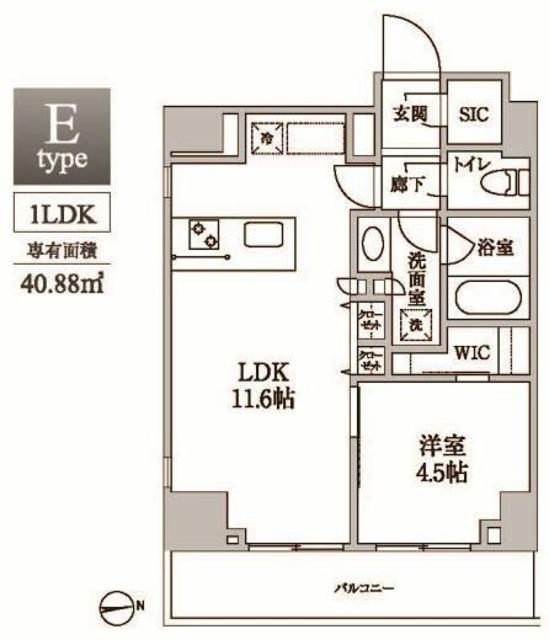 レジディア中延II(1LDK/13階)の間取り写真