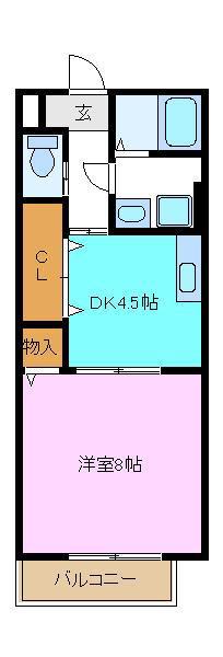 ヒルズシンシア1(1DK/1階)の間取り写真