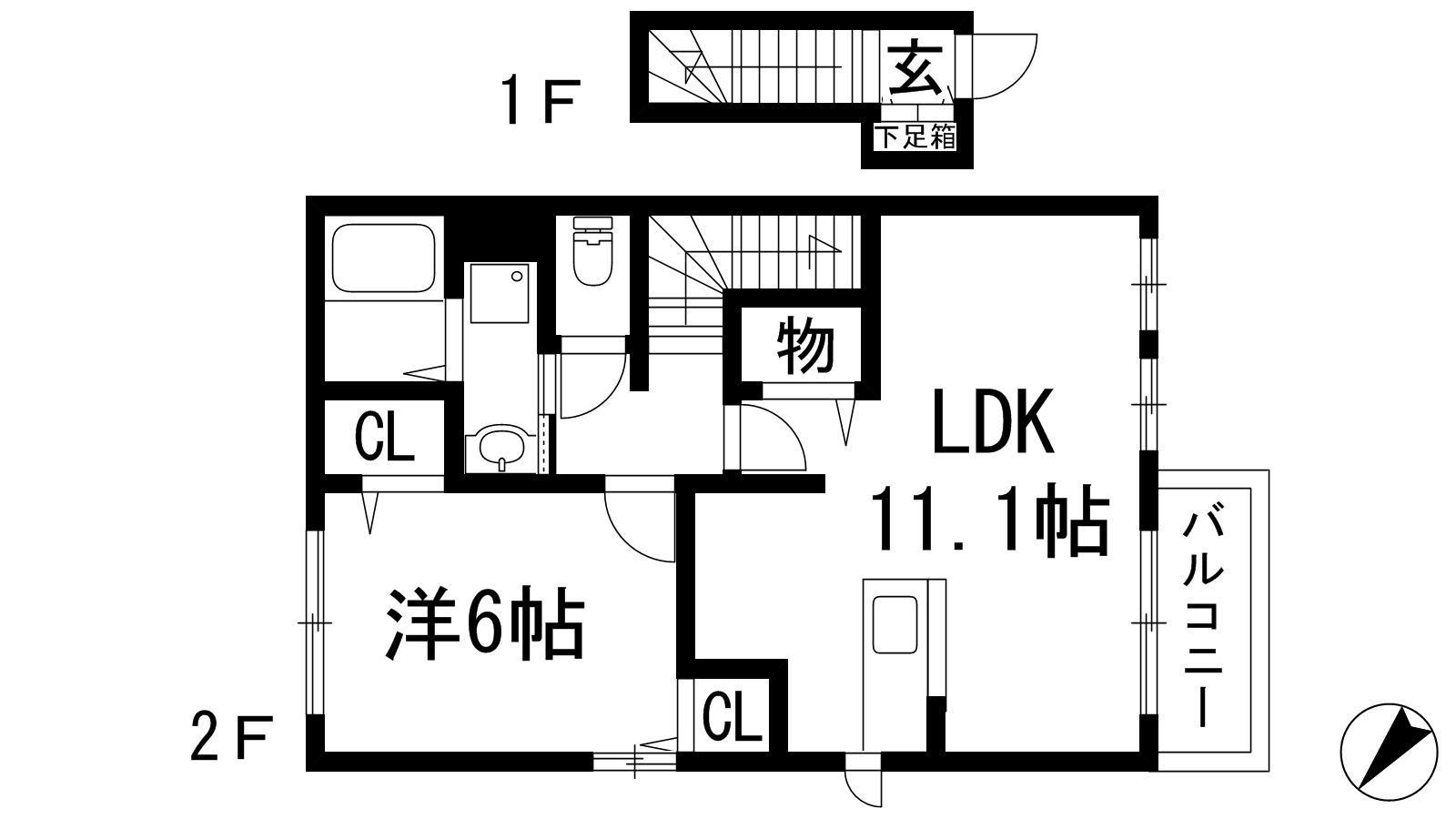 スターブル宝塚(1LDK/2階)の間取り写真