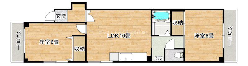 コーポ河中III(2LDK/1階)の間取り写真