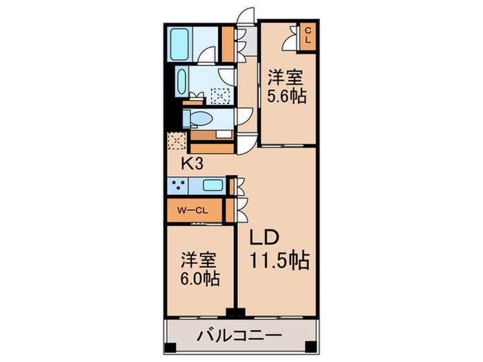 ザ・パークハウス山吹神楽坂(2LDK/9階)の間取り写真