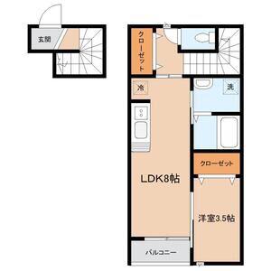 緑ヶ丘4丁目AP(1LDK/2階)の間取り写真