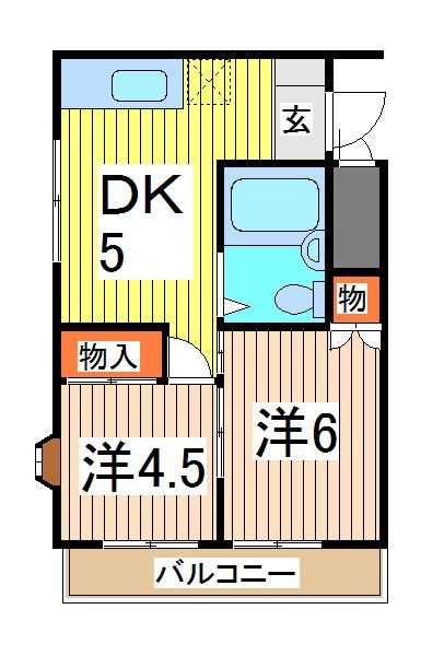 シャトール中青木(2DK/2階)の間取り写真