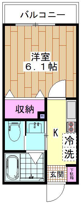 COZY千代田(1K/1階)の間取り写真