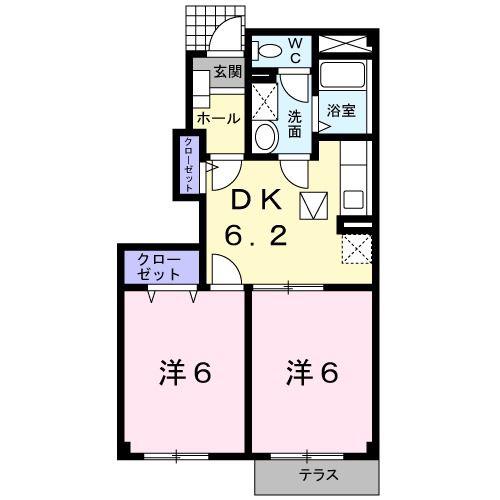 メフィストB(2DK/1階)の間取り写真