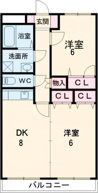 プレミール(2DK/2階)の間取り写真