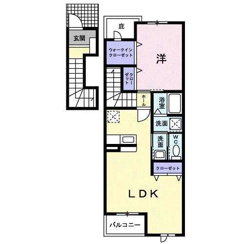 メープルリーフIII(1LDK/2階)の間取り写真