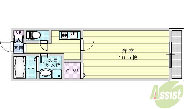 TMK江坂(1K/6階)の間取り写真