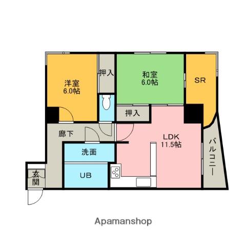 コーポルミナス(2LDK/4階)の間取り写真