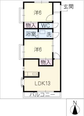 グランドール愛宕(2LDK/2階)の間取り写真