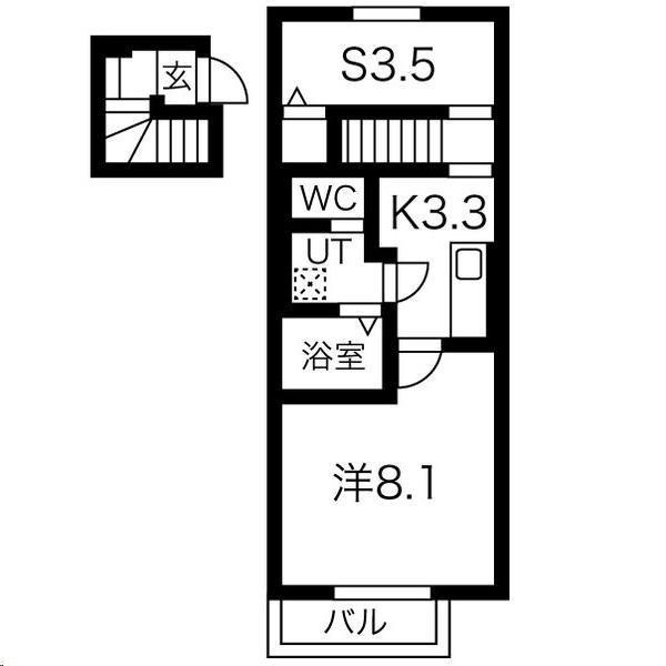 パークヒル(1SK/2階)の間取り写真