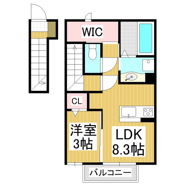 ヴァンヴェール(1LDK/2階)の間取り写真
