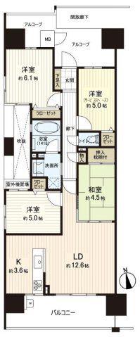 フローレンス廿日市駅前(4LDK/4階)の間取り写真