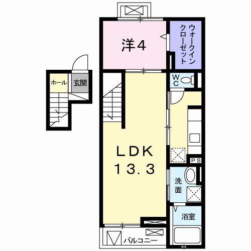 グレイスフル(1LDK/4階)の間取り写真