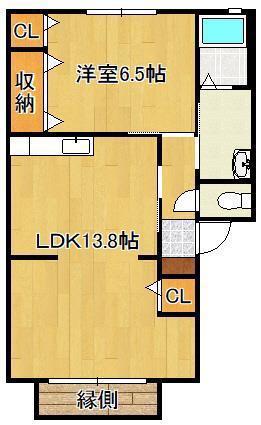 咲ら坂HI I棟(2DK/1階)の間取り写真