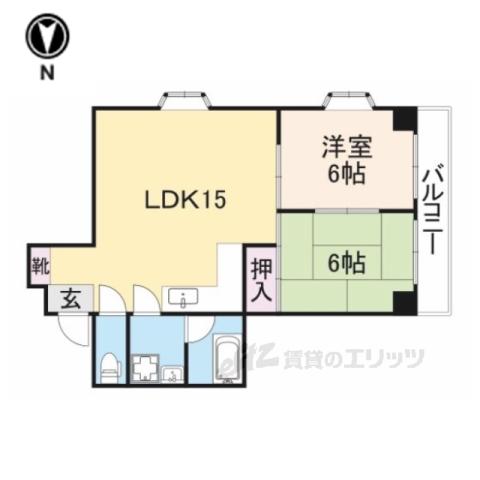 ジョイフル寝屋川(2LDK/5階)の間取り写真