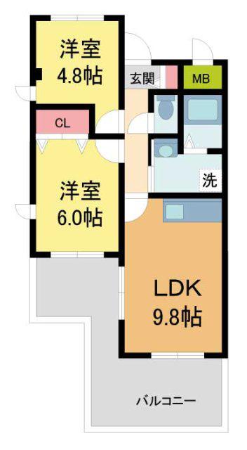 メゾンボヌール(2LDK/3階)の間取り写真