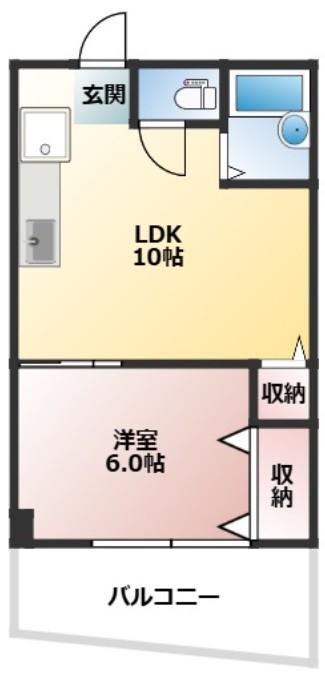 飯島マンション(1LDK/2階)の間取り写真