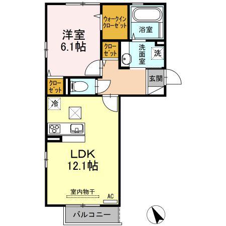 ソシアメゾン坂元(1LDK/1階)の間取り写真