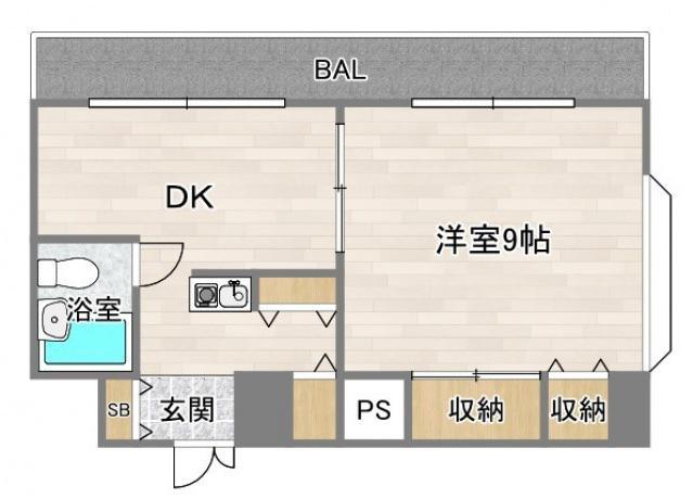 タケ&ハルビル第2(1DK/3階)の間取り写真