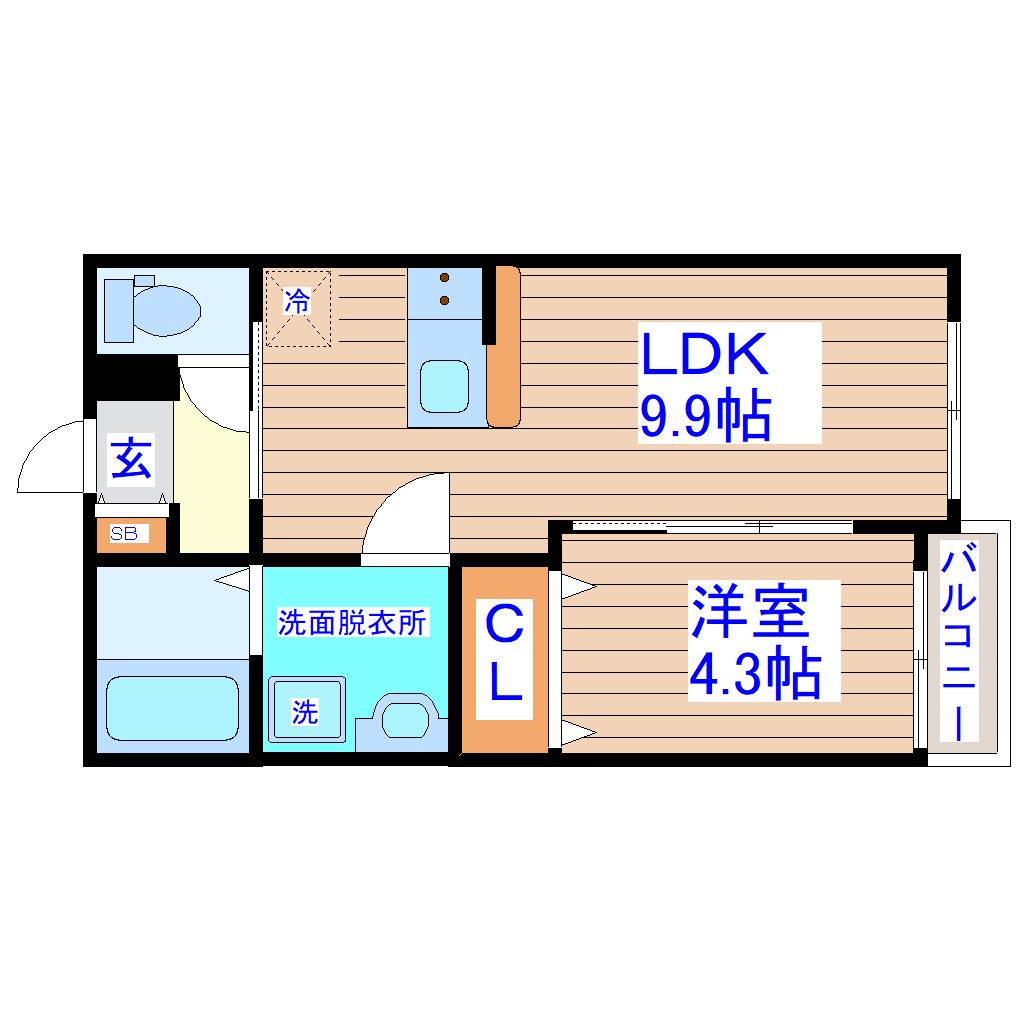 GRAN PREMIERE一本杉(1LDK/2階)の間取り写真