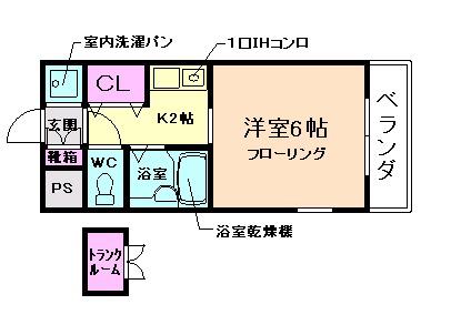 マンションメヌエット(1K/3階)の間取り写真