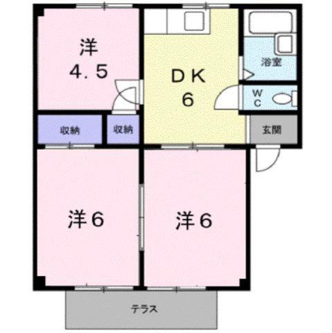 シティハイツ山田B(3DK/1階)の間取り写真
