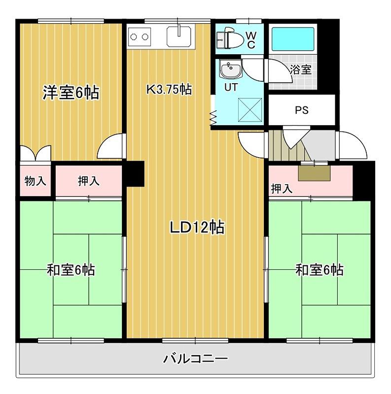 ツチヤハイツ(3LDK/1階)の間取り写真