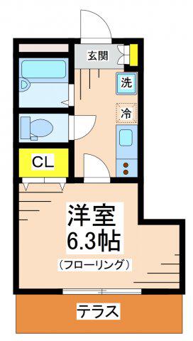シュクラ菊野台(1K/1階)の間取り写真
