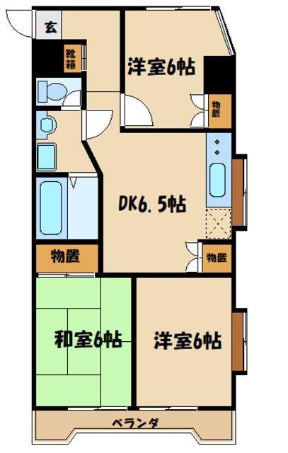 オークハイツ多摩(3DK/3階)の間取り写真