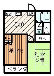 ミツワハイツ荻野(2DK/2階)の間取り写真