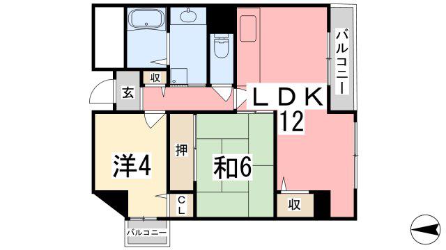 泉マンション(2LDK/5階)の間取り写真