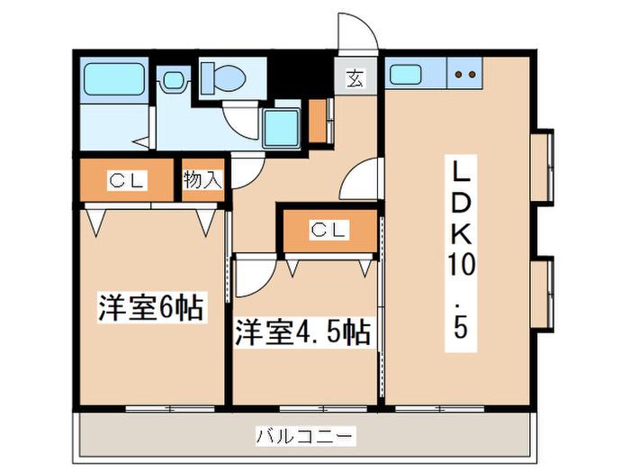 明日香IIテラス(2LDK/4階)の間取り写真
