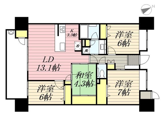 アーバンパレス六ツ門セントラルベース(4LDK/8階)の間取り写真