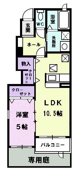 クレア・K(1LDK/1階)の間取り写真