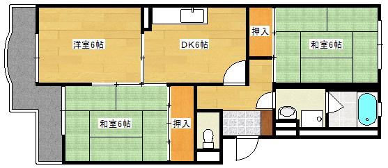 神畠ハイム(3DK/3階)の間取り写真