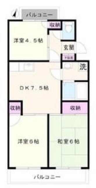 プレミール東所沢(3DK/4階)の間取り写真