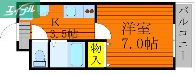 クレセント富町(1K/1階)の間取り写真