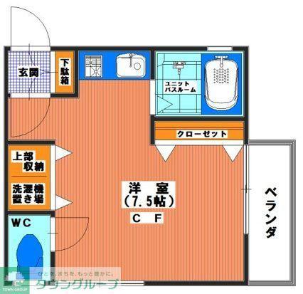 ネバーランド(ワンルーム/2階)の間取り写真