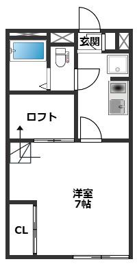 アジュール那珂川(1K/1階)の間取り写真