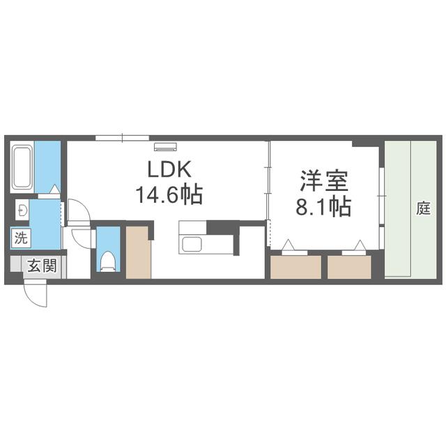 ブラン新宮中央(1LDK/1階)の間取り写真