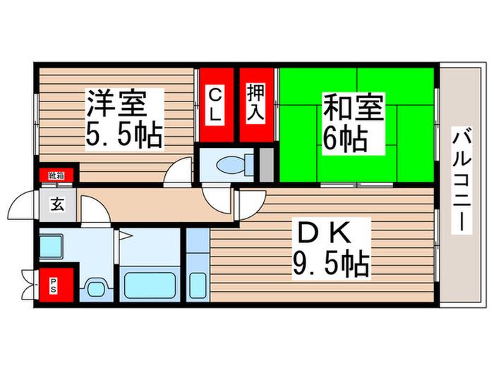 トヨダアメニティーホームズII(2DK/2階)の間取り写真
