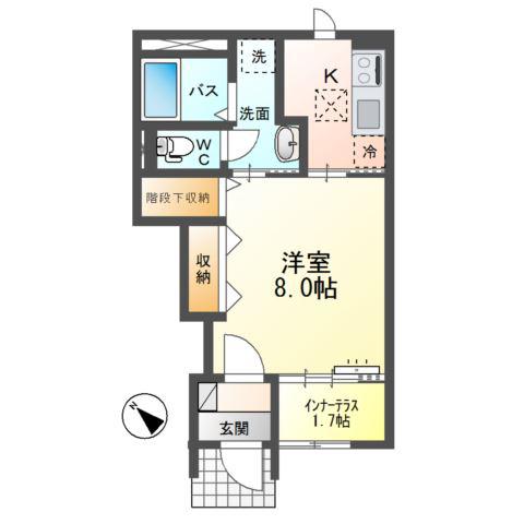 つくば市倉掛 (1K/1階)の間取り写真