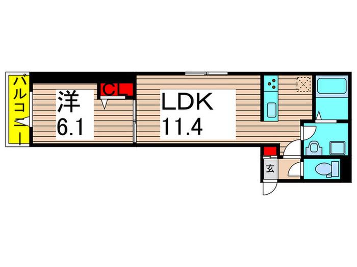 グラナーデ六町II(1LDK/2階)の間取り写真