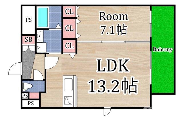 ラベニール(1LDK/4階)の間取り写真